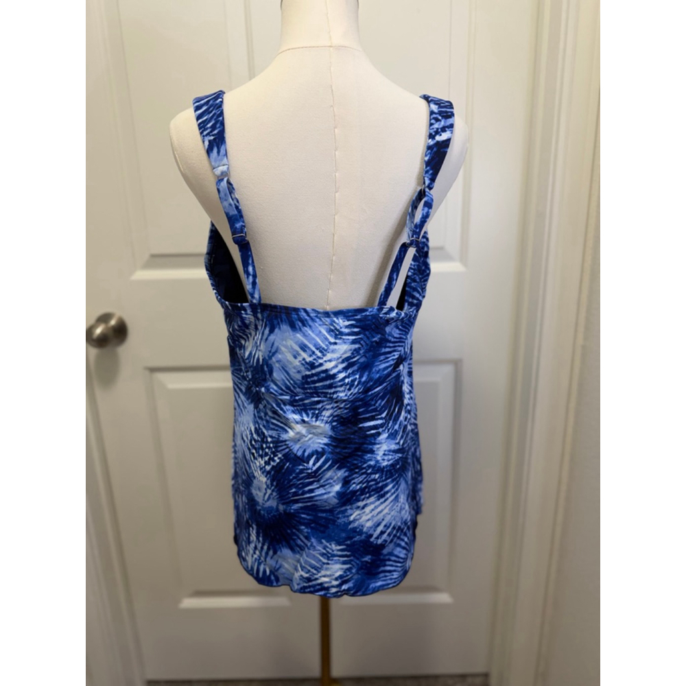 🌊 Lands’ End Women’s Swim Tankini Top – Deep Sea Navy Tie-Dye Palm- XL NWT - Picture 4 of 9